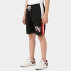 Boys' Black Regular Fit Athletic Bermuda Shorts, चारकोल, small