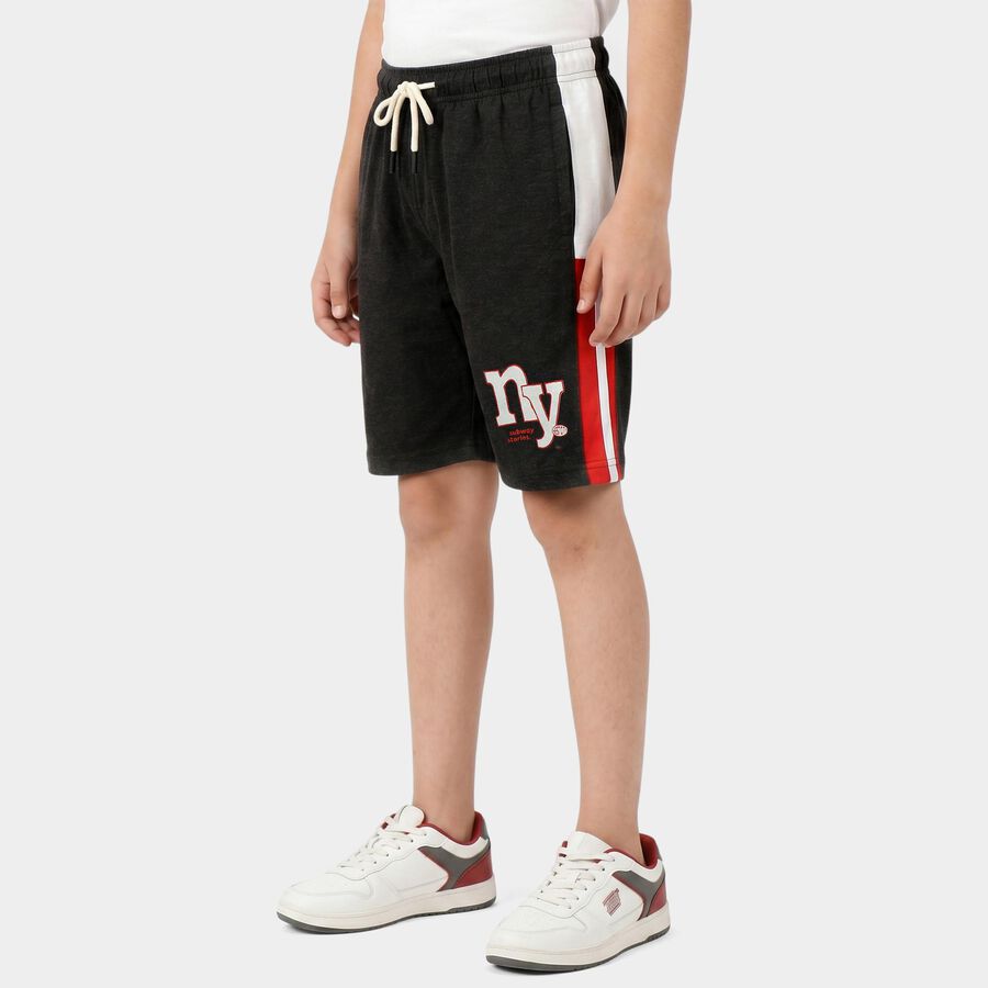 Boys' Black Regular Fit Athletic Bermuda Shorts, चारकोल, large