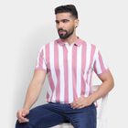 Men's Collared Half Sleeves T-Shirt, गुलाबी, small image number null