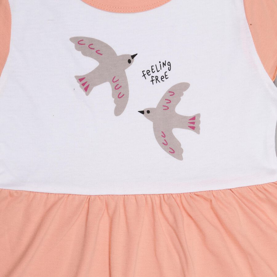 Girls' Frock, पीच, large image number null