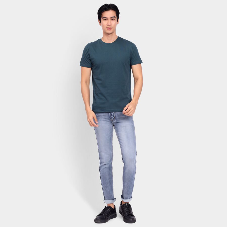 Men's Round Neck Half Sleeves T-Shirt, टील ब्लू, large image number null