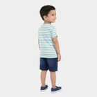 Boys Mint 100% Cotton Round Neck Striped Shark Printed Baba Suit, Light Green, small