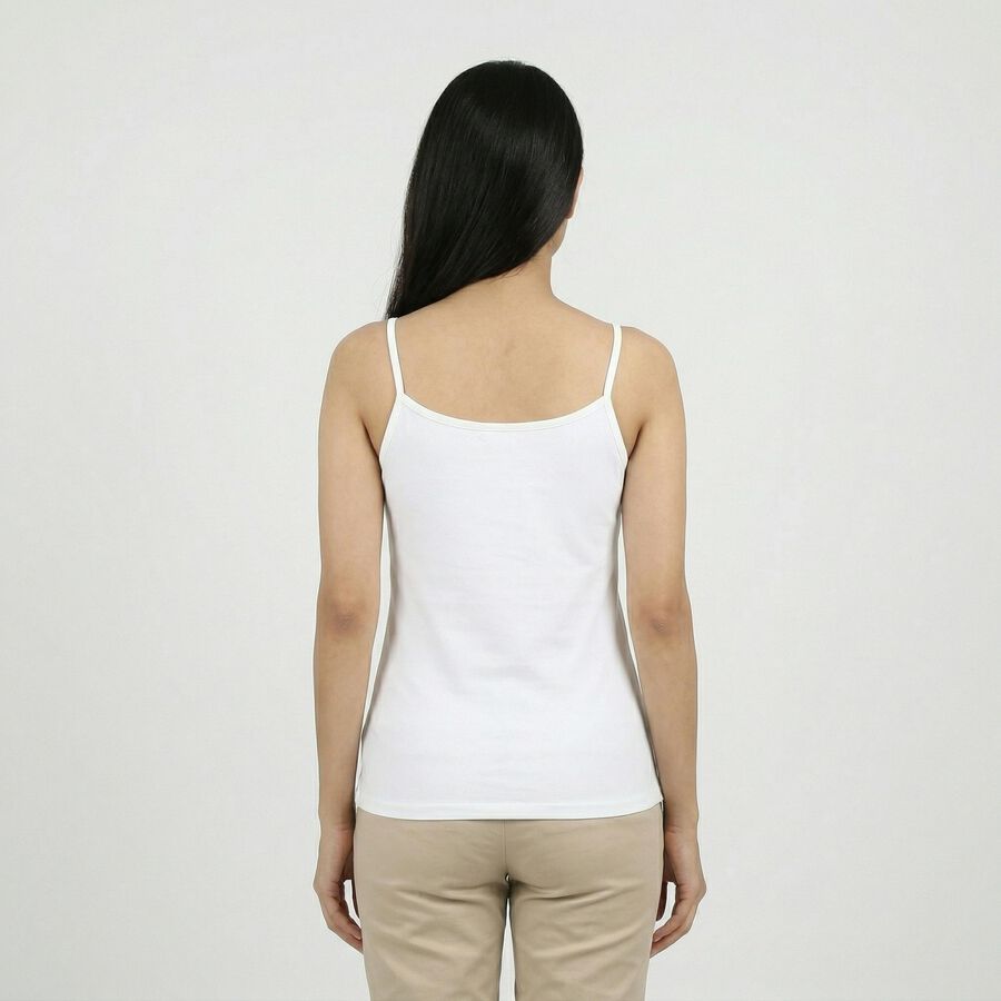 Women's White Cotton Blend Sleeveless Innerwear Slip, सफ़ेद, large