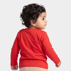 Infants Red Cotton Round Neck Regular T-Shirt, लाल, small