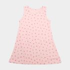Girls' Pink A-Line All Over Printed Sleeveless Frock, हल्का गुलाबी, small