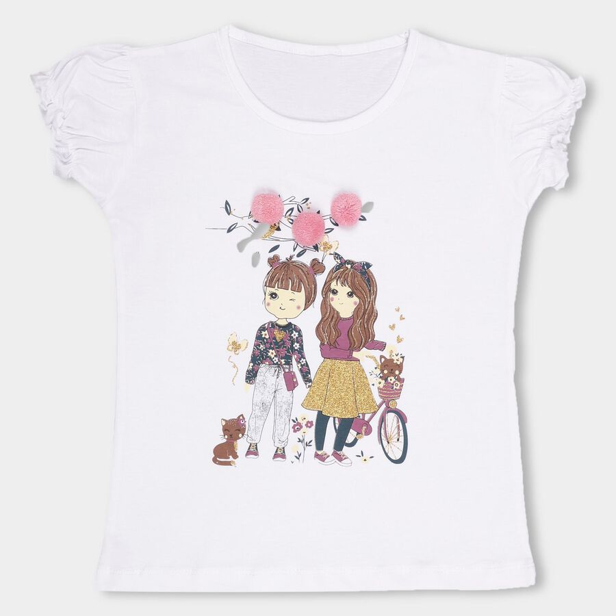 Girls' 100% Cotton T-Shirt , White, large image number null
