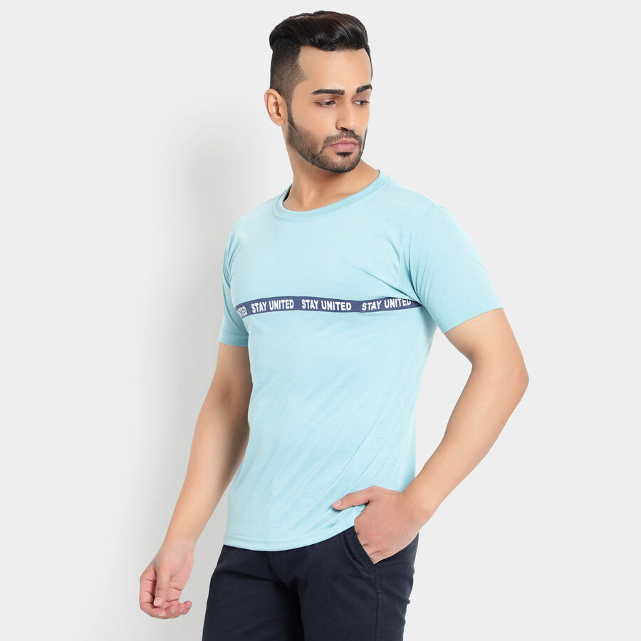 Round Neck T-Shirt, Melange Blue, large image number null