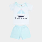 Infants Cotton Boat Neck Baba Suit, Light Blue, small image number null