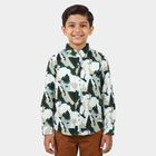 Boys Green Cotton Long Sleeves Regular Fit Casual Shirt, Light Green, small