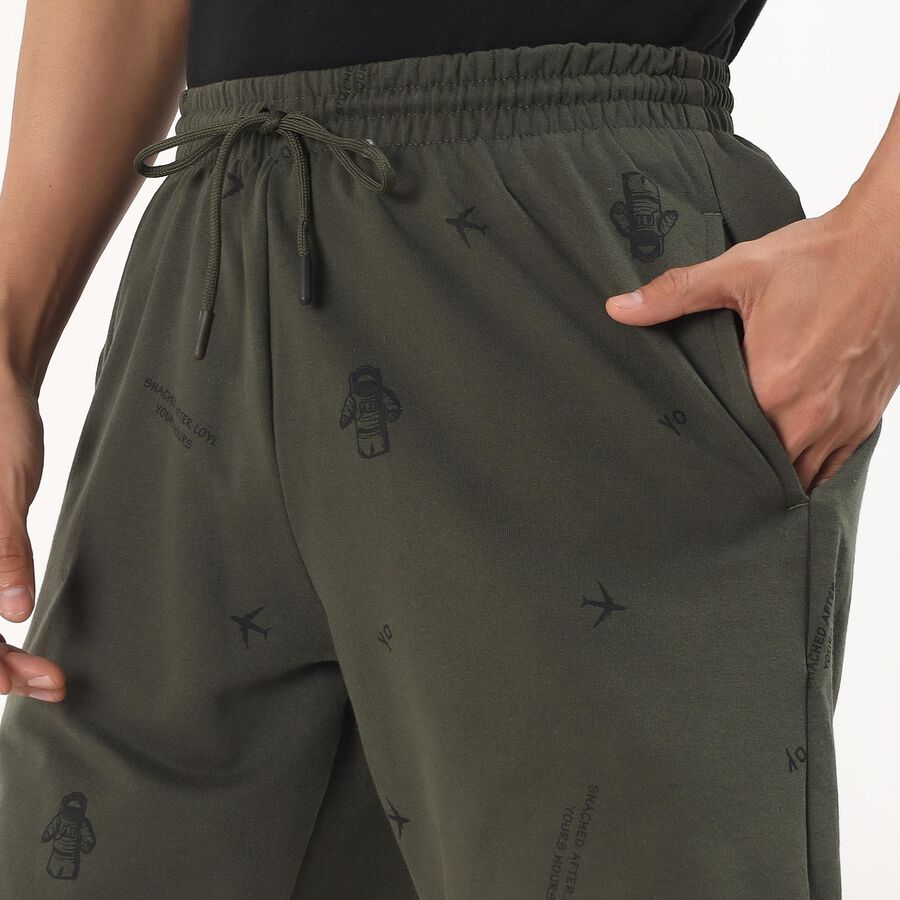 Men's Olive Green Printed Relaxed Fit Bermuda Shorts, ओलिव, large