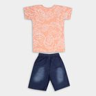 Boys' 100% Cotton Woven Baba Suit, Coral, small