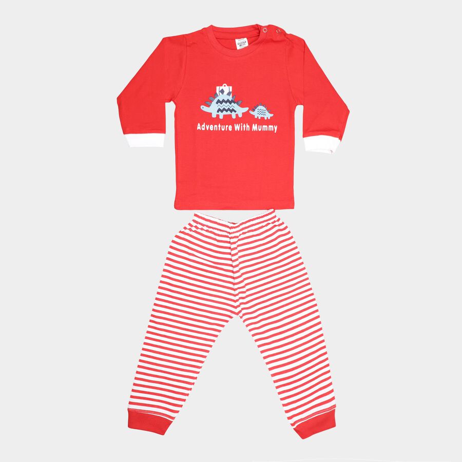 Infants Cotton Baba Suit, Red, large image number null