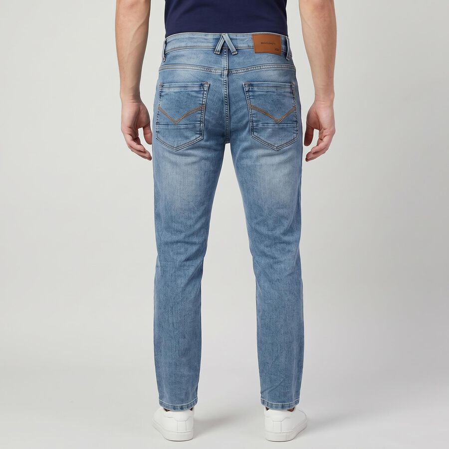 Men's Light Blue Slim Fit Washed Jeans, Light Blue, large