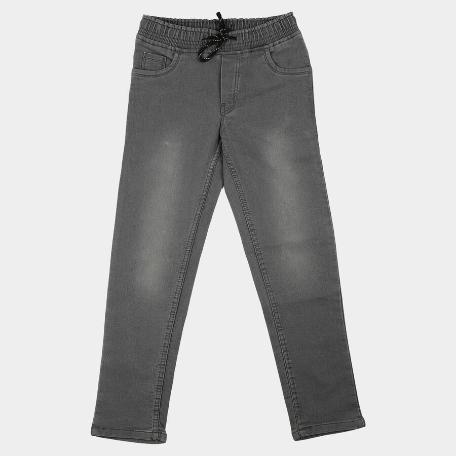 Boys Grey Straight Fit Washed Jeans, Light Grey, large