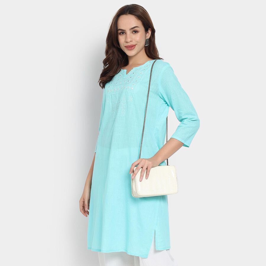 Ladies' 100% Cotton Kurta, Aqua, large image number null