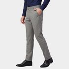 Men's Grey Slim Fit Flat-Front Formal Trousers, हल्का ग्रे, small