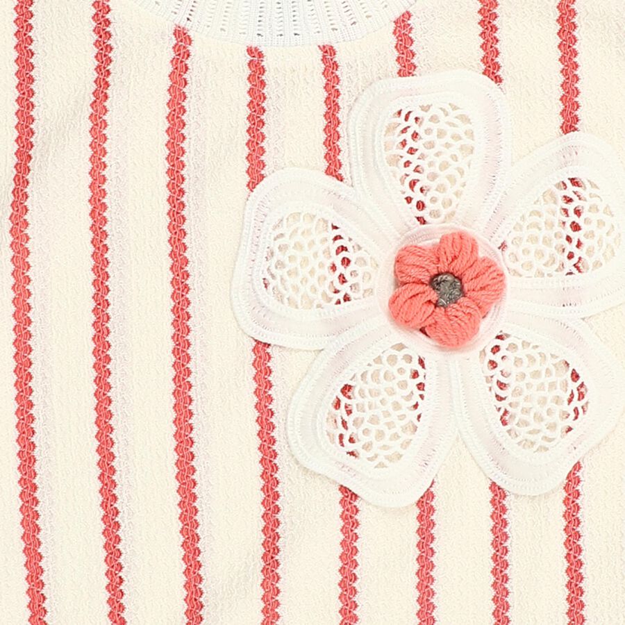 Girls Light Pink and White Crew Neck Casual T-Shirt, Light Pink, large image number null