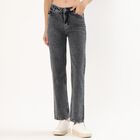 Women's Faded Black Straight Fit Jeans, Dark Grey, small image number null