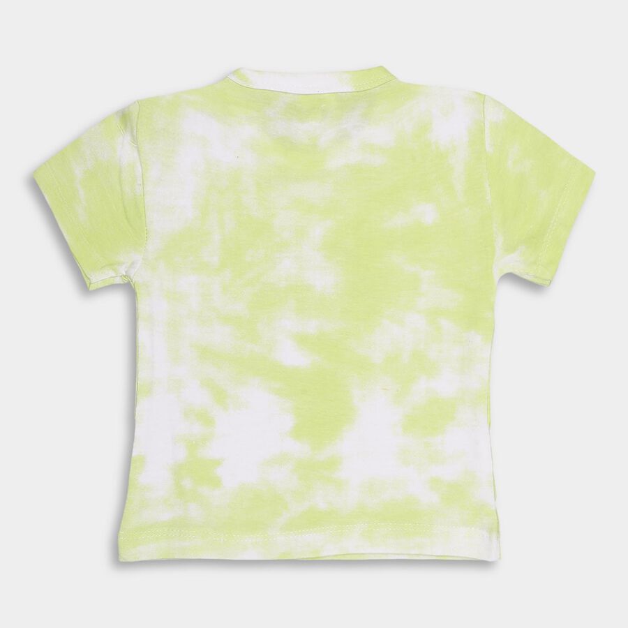 Infants' Light Lime Green Cotton Round Neck Casual T-Shirt, हल्का हरा, large image number null