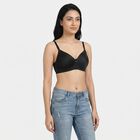 Women's Black Regular T-Shirt Bra, काला, small