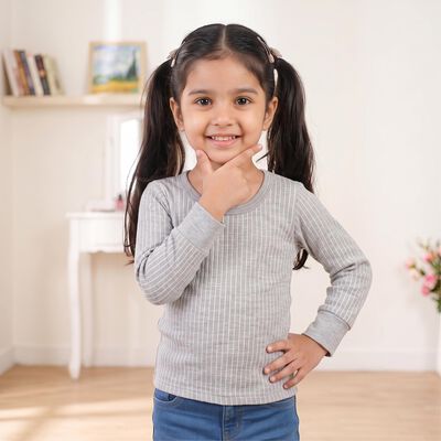 Girls Grey Long Sleeve Thermal