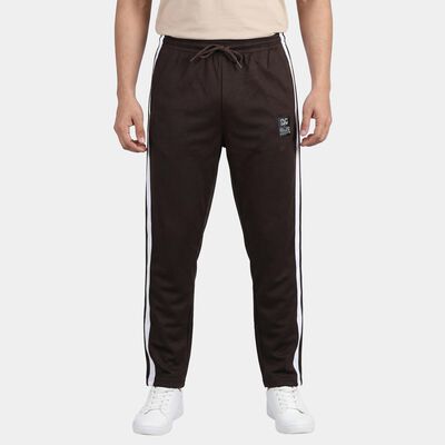 Men's Brown Regular Fit Logo Print Track Pants