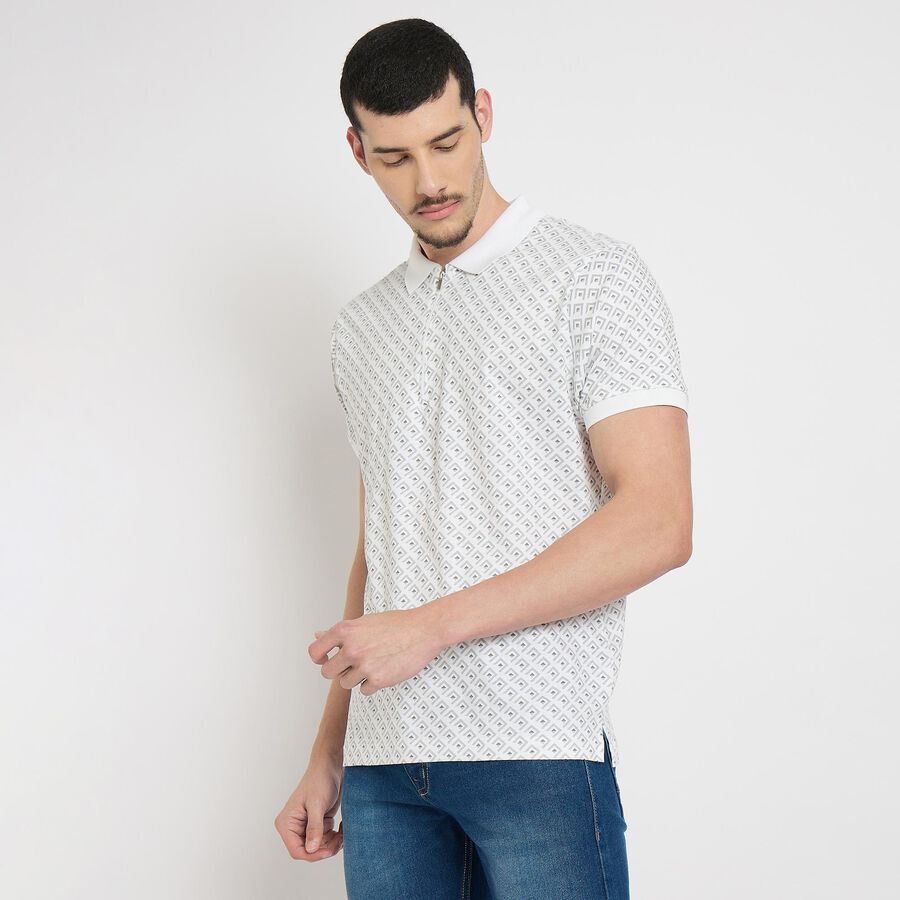 Men's 100% Cotton Collared Half Sleeves T-Shirt , सफ़ेद, large image number null