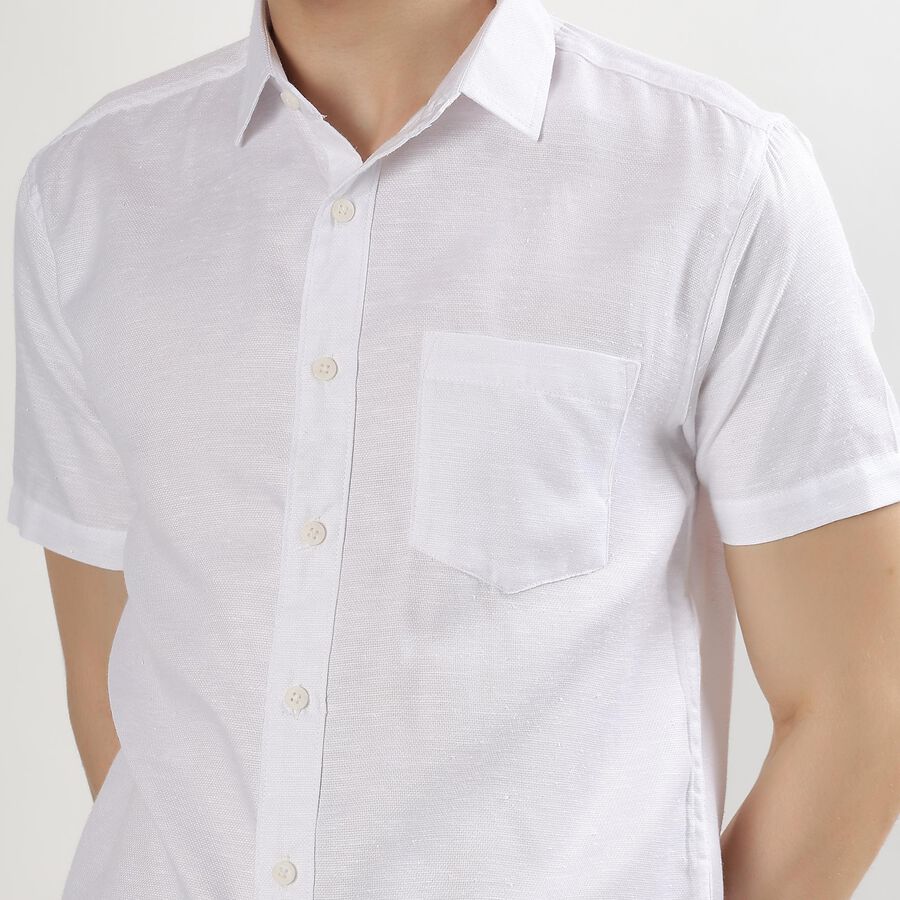Men's Snow White Slim Fit Classic Collar Casual Shirt, White, large image number null