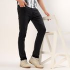 Men's Jet Black Slim Fit Jeans, गहरा ग्रे, small
