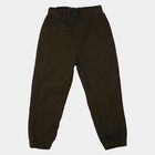 Boys Olive Green Regular Fit Jogger Trousers, ओलिव, small