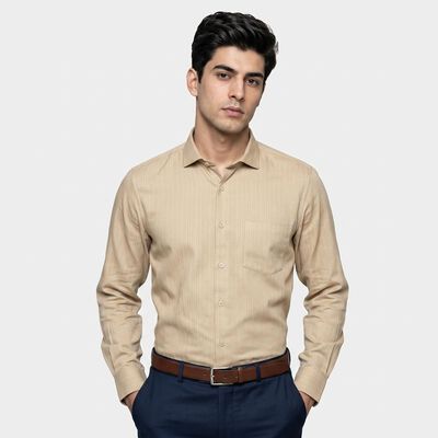 Men's Beige Formal Shirt
