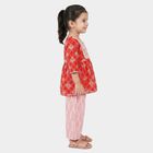 Girls Coral Round Neck Fusion Set Upper and Bottom Set, मूँगा (कोरल), small