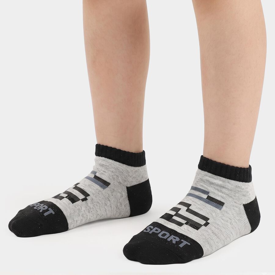 Boys' Ankle Length Pack of 2 Socks ( Grey, Blue ), Light Blue, large