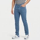 Men's Light Blue Slim Fit Solid Jeans, हल्का नीला, small