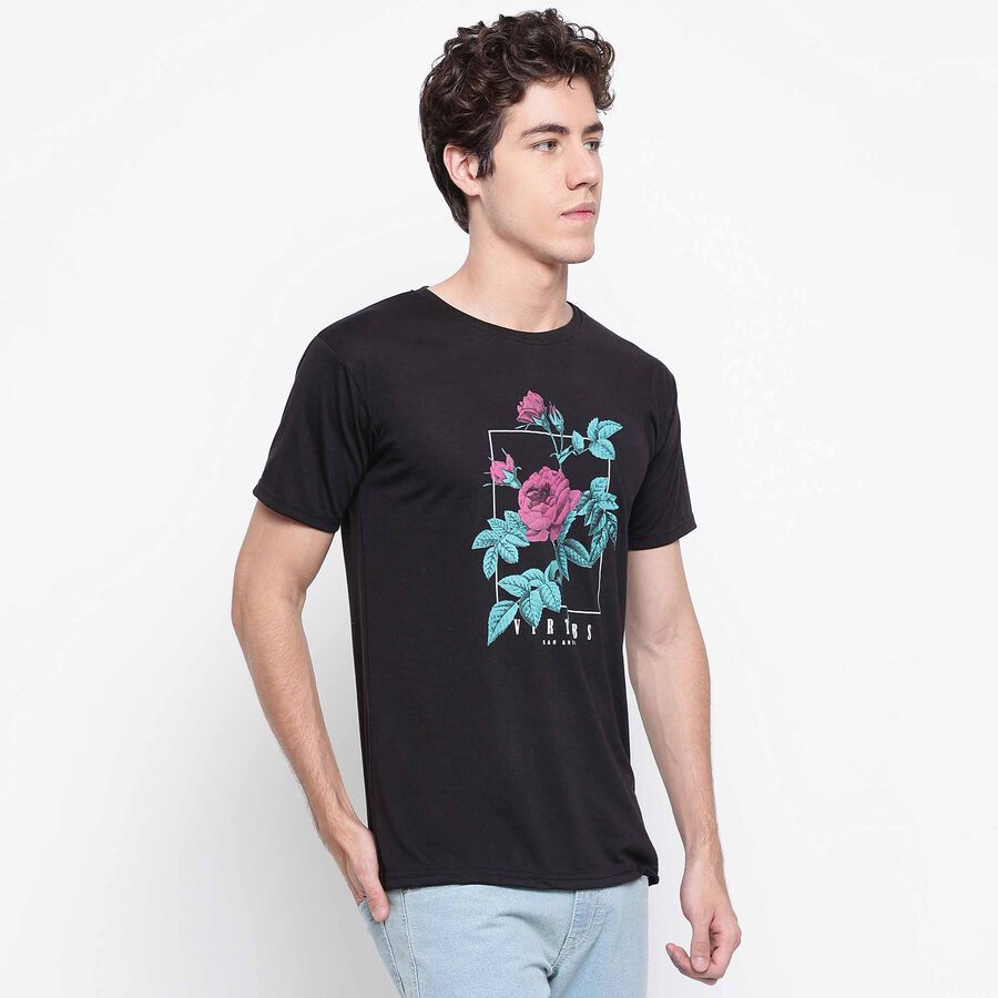 Round Neck T-Shirt, Black, large image number null