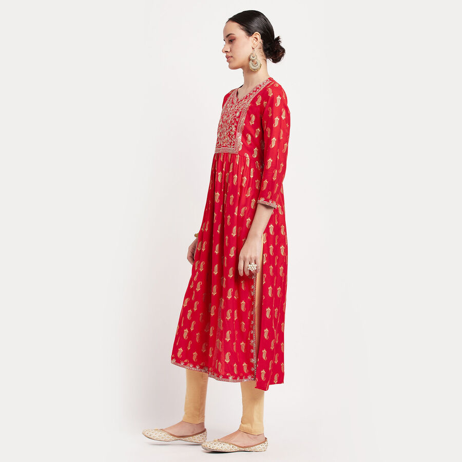 Embroidered Kurta, Red, large image number null