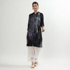 Women's Black Mandarin Collar Abstract Printed Kurta, Dark Blue, small image number null