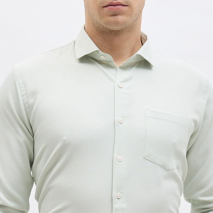 Men's Light Green Cotton Slim Fit Classic Collar Shirt, हल्का हरा, large image number null