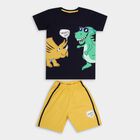 Boys' 100% Cotton Knit Baba Suit, नेवी ब्लू, small