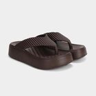 Women's Brown Platform Flip-Flops, भूरा, small