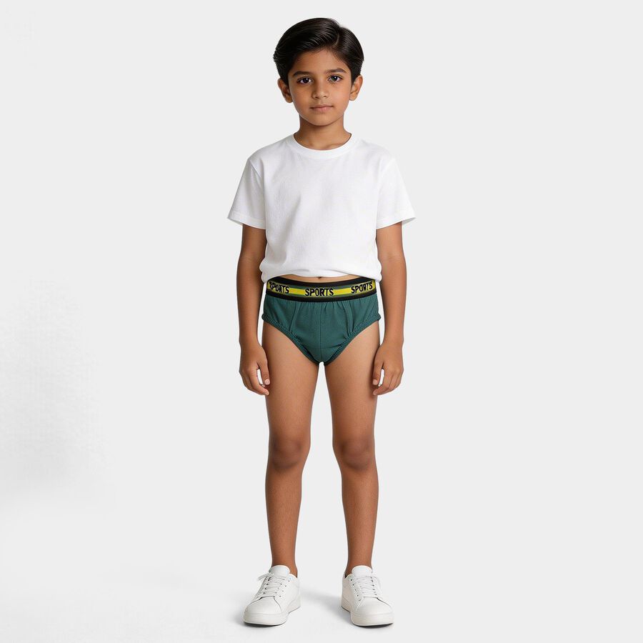 Boys' Green Regular Fit Solid Briefs, हल्का हरा, large