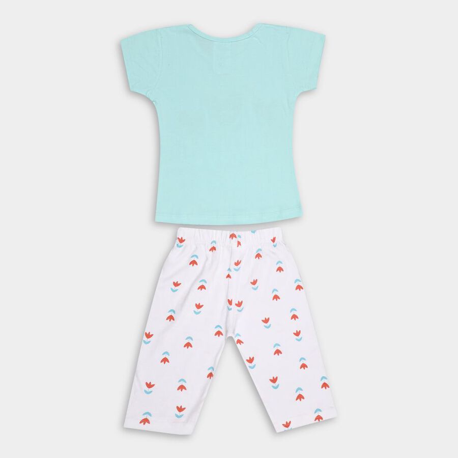 Girls' Cotton Capri Set, Aqua, large image number null