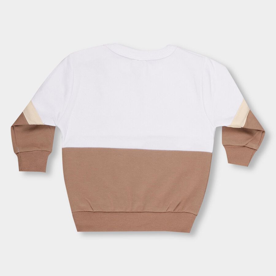 Infants Beige and White Crew Neck Casual Sweatshirt, गहरा पीला, large image number null