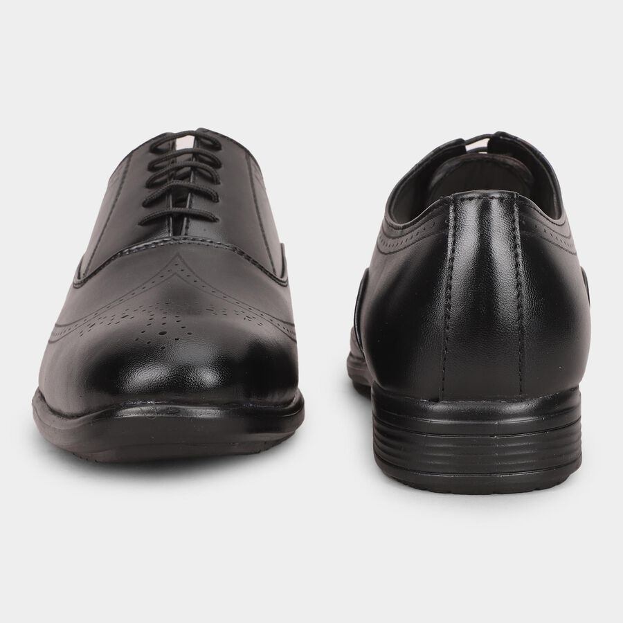 Men's Jet Black Lace-Up Formal Shoes, काला, large