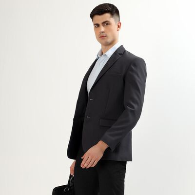 Men's Dark Grey Slim Fit Single-Breasted Blazer