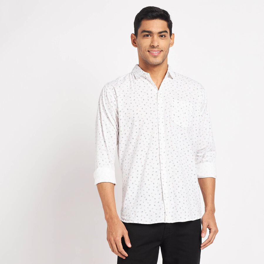 Cotton Printed Casual Shirt, White, large image number null