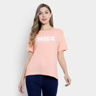 Embellished Round Neck T-Shirt, Peach, small image number null