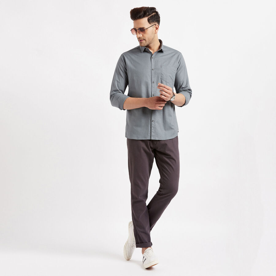 Cotton Solid Casual Shirt, Light Grey, large image number null