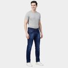 Men's Navy Blue Slim Fit Stretchable Jeans, Mid Blue, small