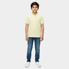 Boys' Yellow Round Neck Casual T-Shirt, पीला, small